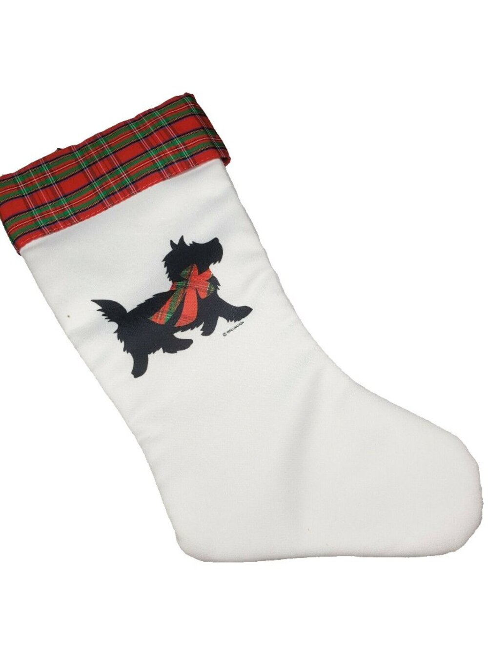 Vintage Wellington Scottie Dog Plaid Christmas Stocking 15"